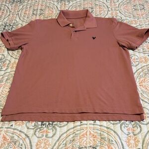 American Eagle Outfitters Men's Polo Shirt in Pink Super Soft Standard Fit